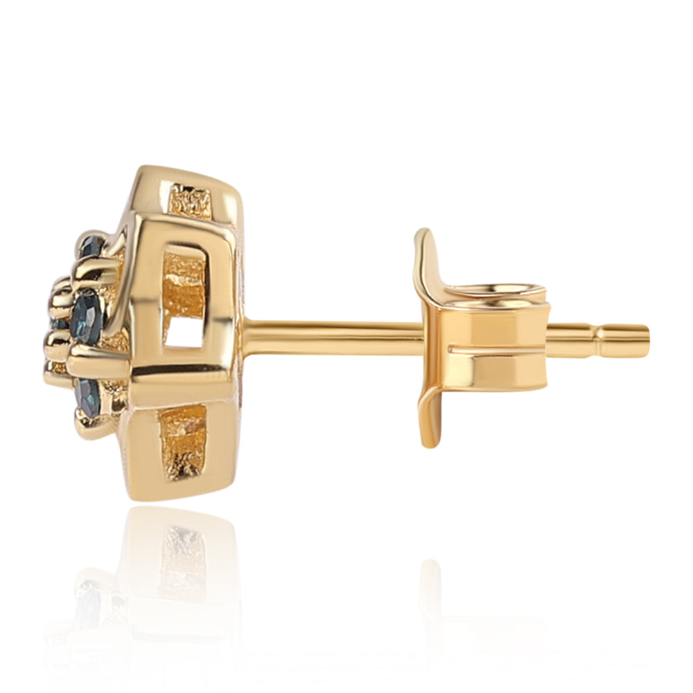 Pozlátené Strieborné Náušnice s Modrým Diamantom 3 
