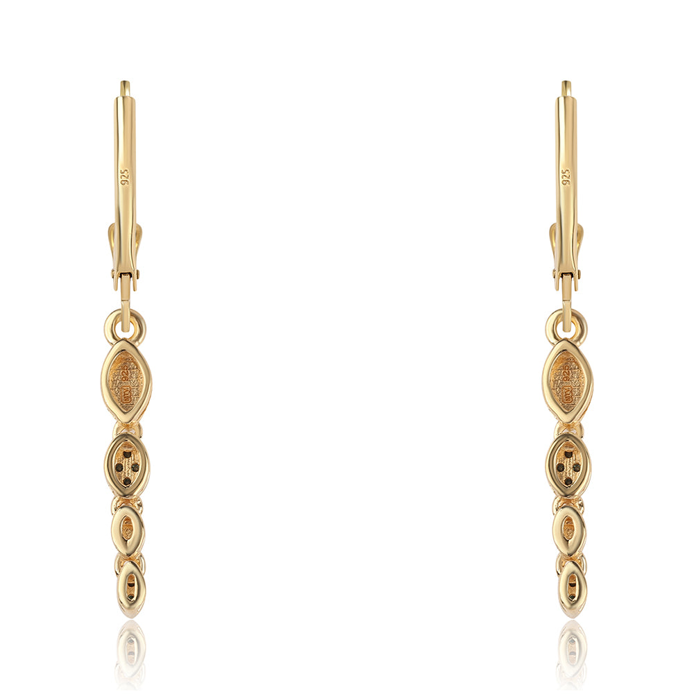 Pozlátené Strieborné Náušnice s Modrým Diamantom 3 