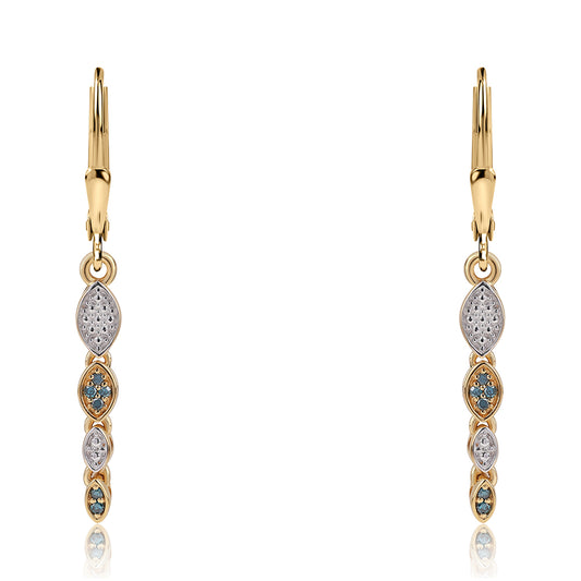 Pozlátené Strieborné Náušnice s Modrým Diamantom