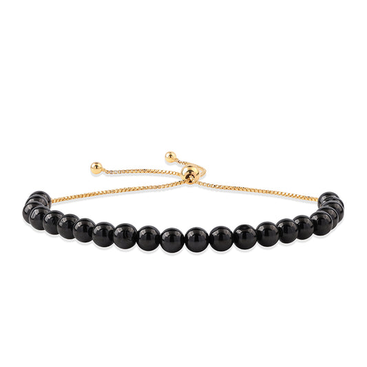Pozlátený Strieborný Náramok s Čiernym Spinelom