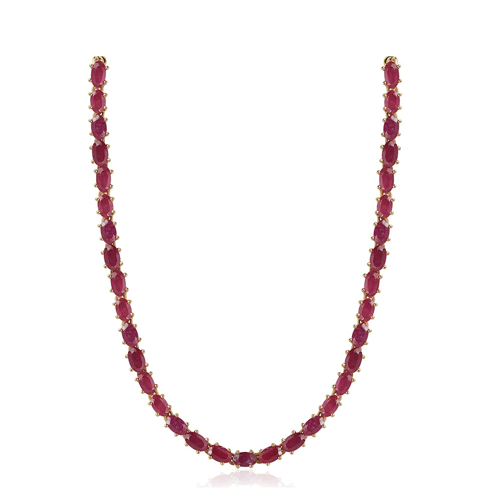 Pozlátený Strieborný Náhrdelník s Mozambickým Rubínom