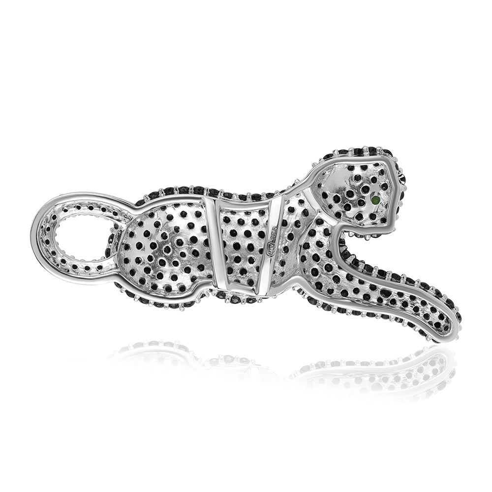 Strieborný Prívesok s Čiernym Spinelom a Chrom Diopsidom