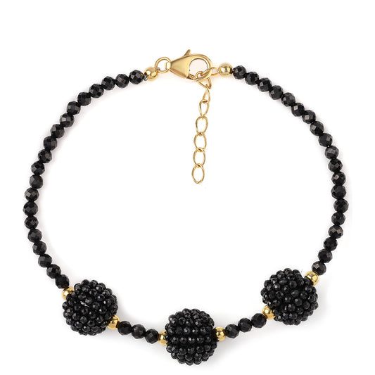 Pozlátený Strieborný Náramok s Čiernym Spinelom