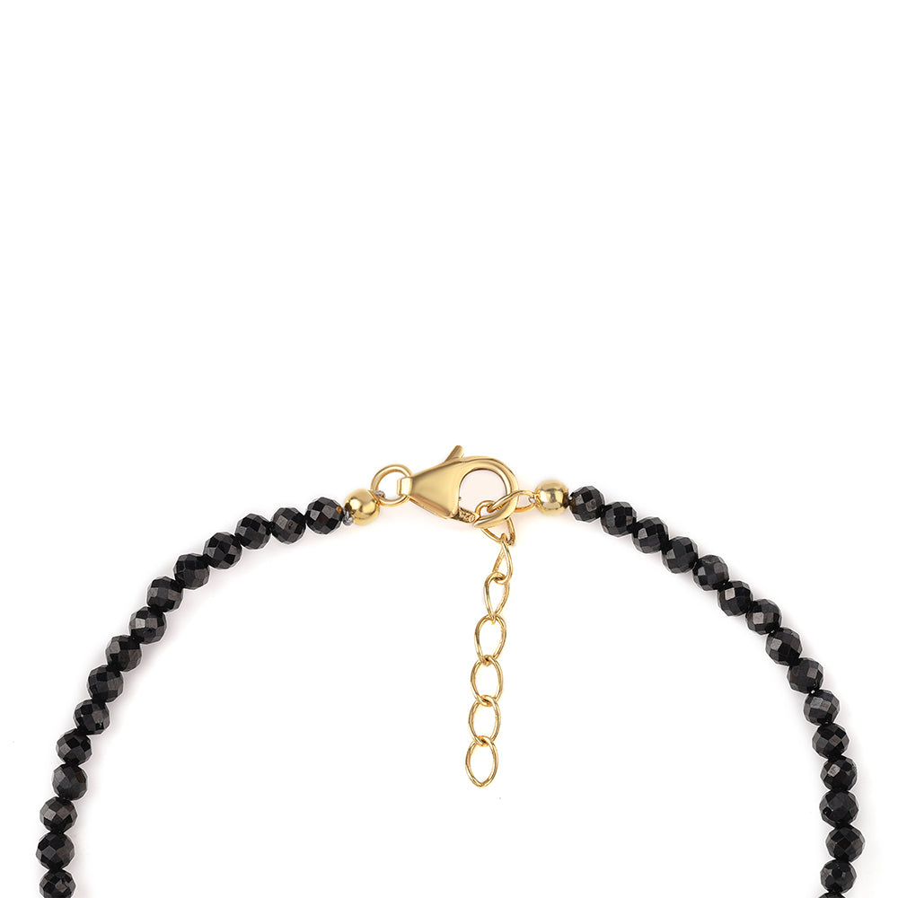 Pozlátený Strieborný Náramok s Čiernym Spinelom 3 