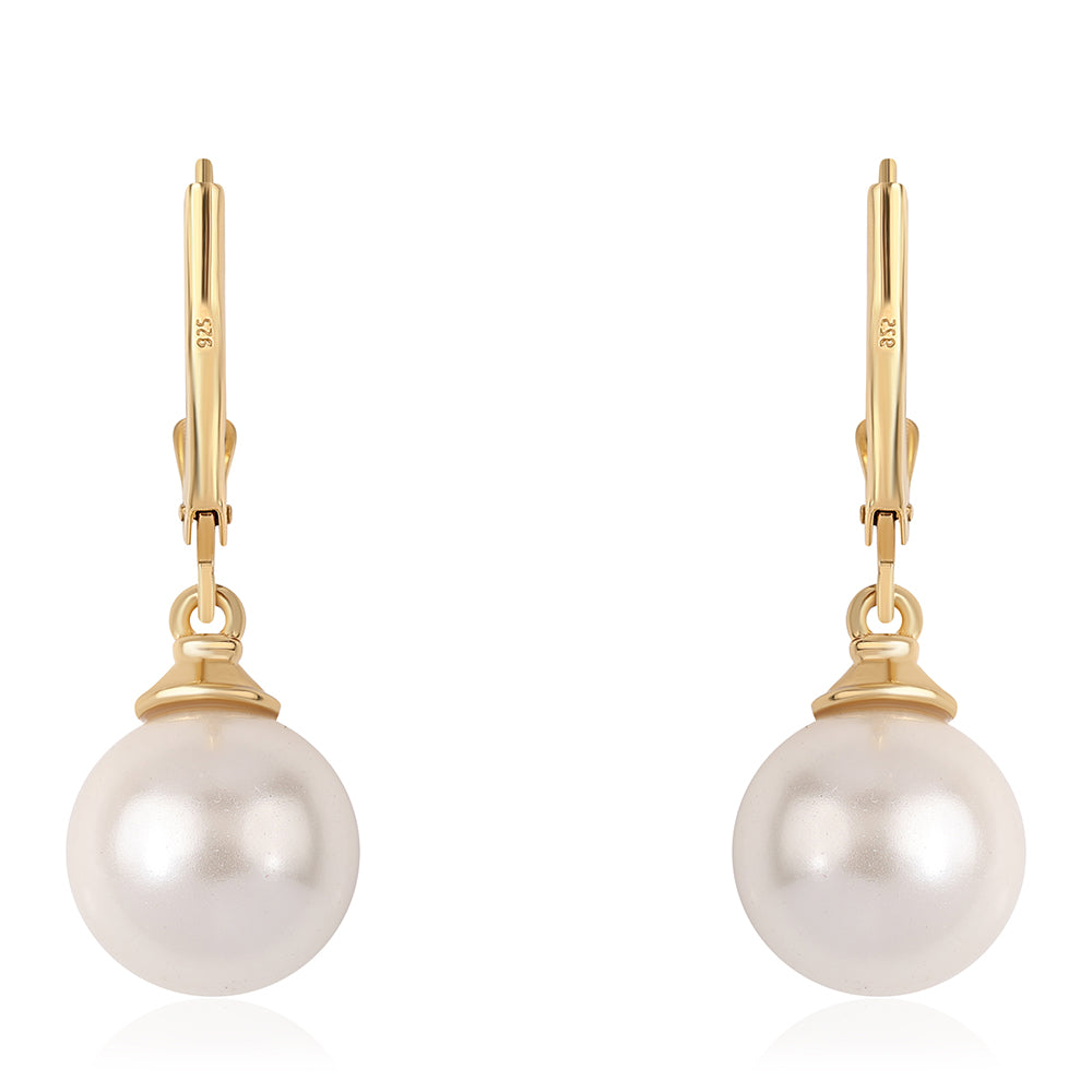 Pozlátené Strieborné Náušnice s Čiernym Spinelom a Bielou Sladkovodnou Perlou 3 