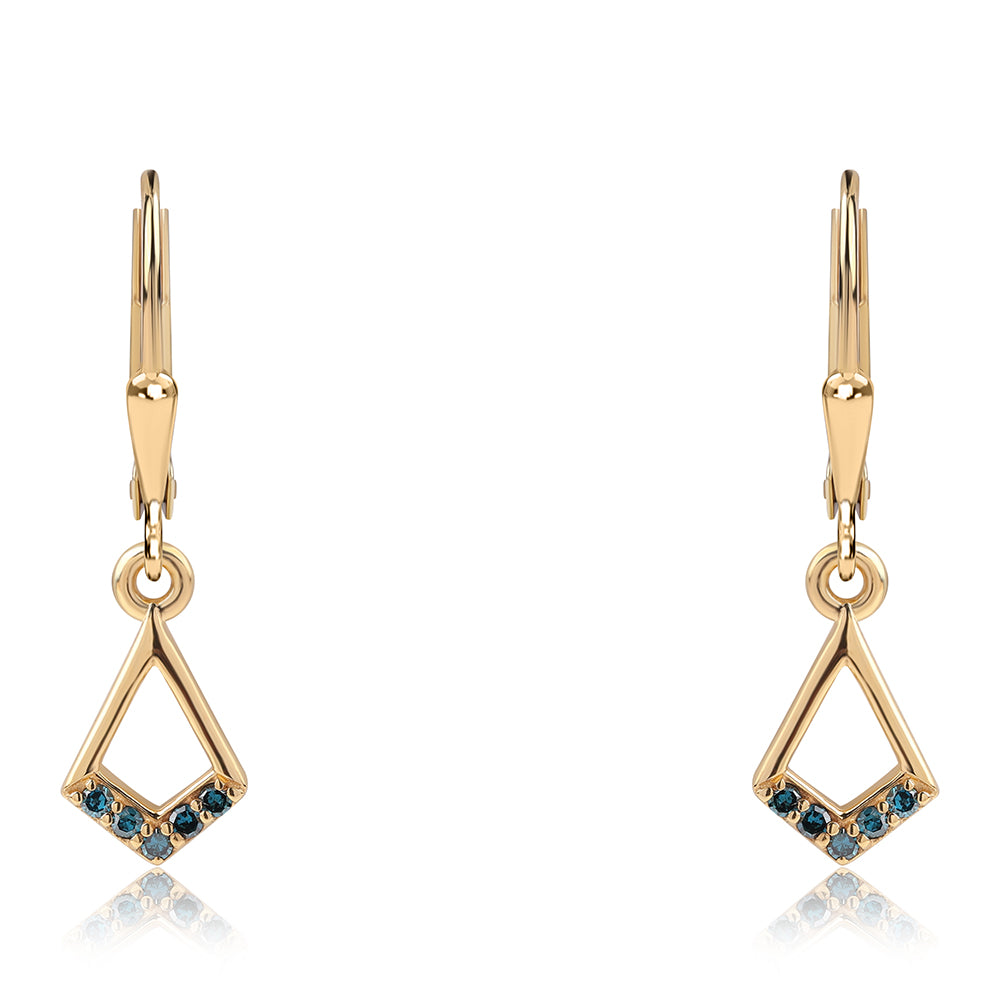 Pozlátené Strieborné Náušnice s Modrým Diamantom 1 