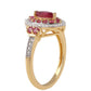 Pozlátený Strieborný Prsteň s Mozambickým Rubínom a Bielym Topásom