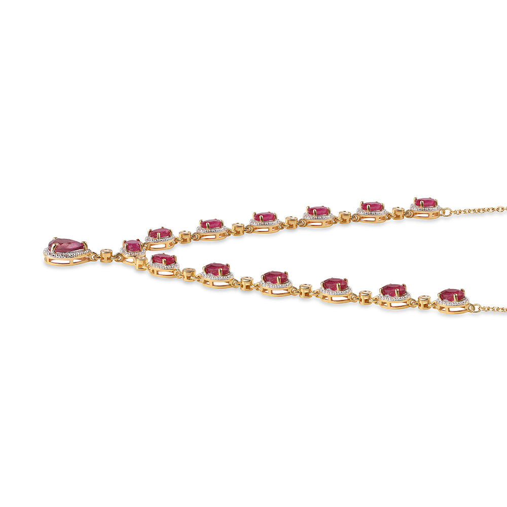 Pozlátený Strieborný Náhrdelník s Mozambickým Rubínom a Bielym Topásom 3 