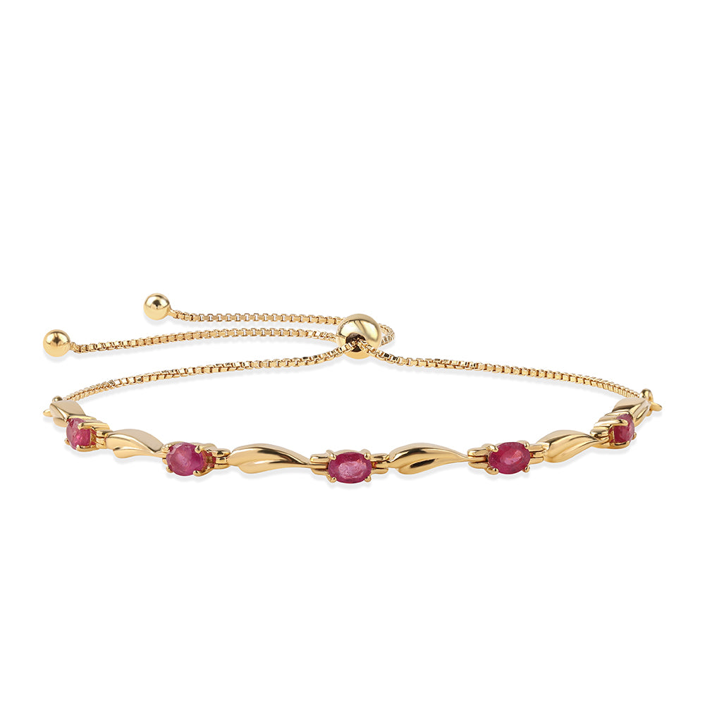 Pozlátený Strieborný Náramok s Mozambickým Rubínom 1 