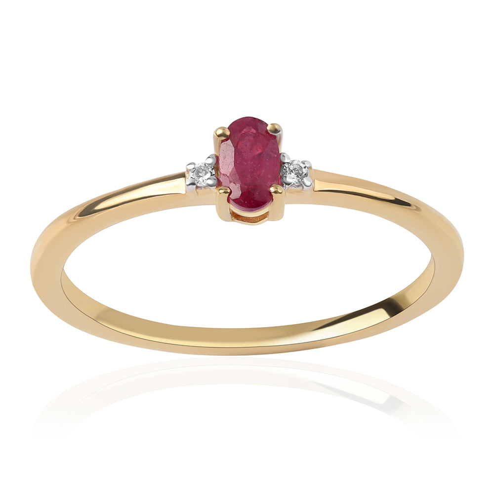 Pozlátený Strieborný Prsteň s Mozambickým Rubínom a Bielym Topásom