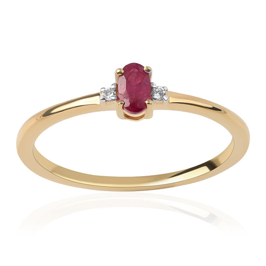 Pozlátený Strieborný Prsteň s Mozambickým Rubínom a Bielym Topásom