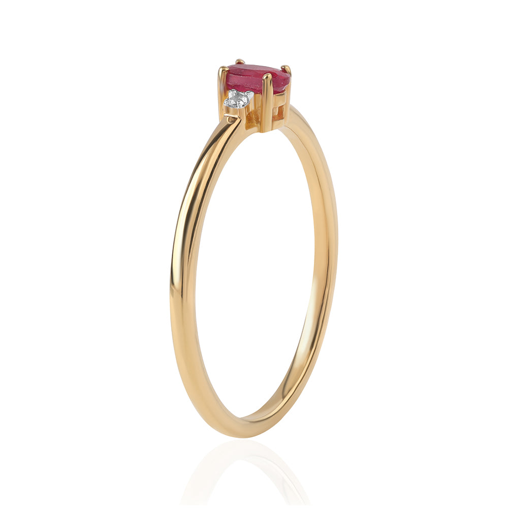 Pozlátený Strieborný Prsteň s Mozambickým Rubínom a Bielym Topásom 2 