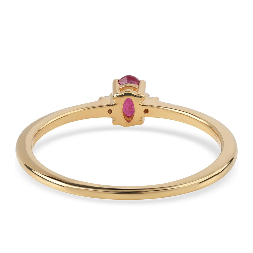 Pozlátený Strieborný Prsteň s Mozambickým Rubínom a Bielym Topásom 3 