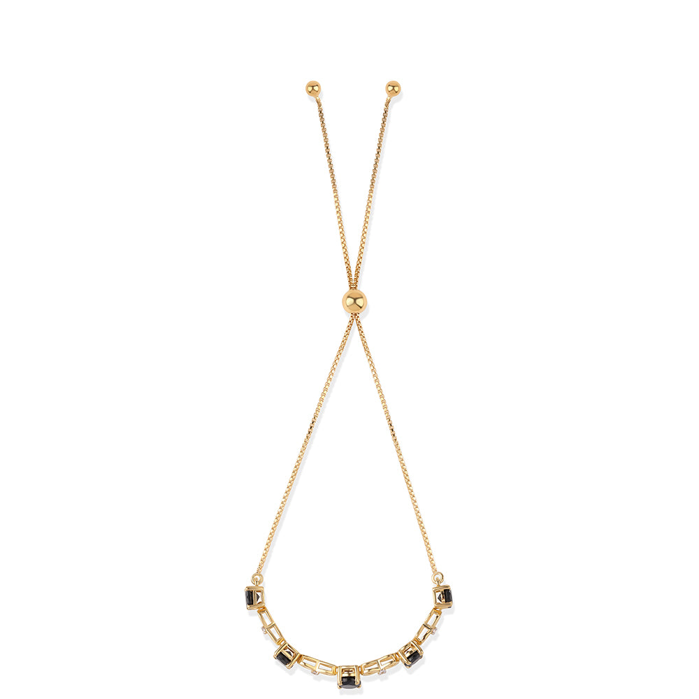 Pozlátený Strieborný Náramok s Čiernym Spinelom a Bielym Topásom