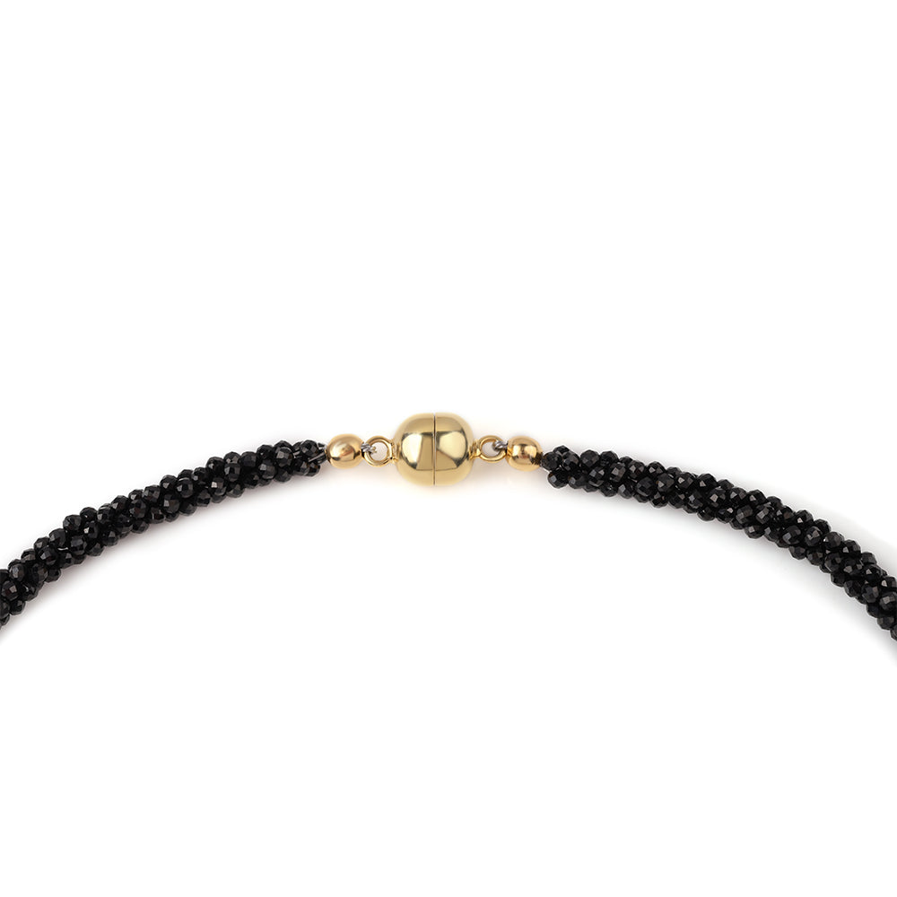 Pozlátený Strieborný Náhrdelník s Čiernym Spinelom 3 