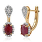 Pozlátené Strieborné Náušnice s Mozambickým Rubínom a Bielym Topásom