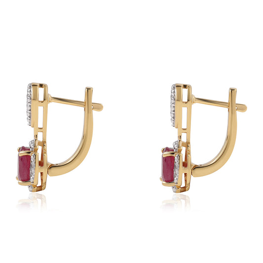 Pozlátené Strieborné Náušnice s Mozambickým Rubínom a Bielym Topásom