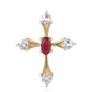 Kríž Pozlátený Strieborný Prívesok s Mozambickým Rubínom a Bielym Topásom