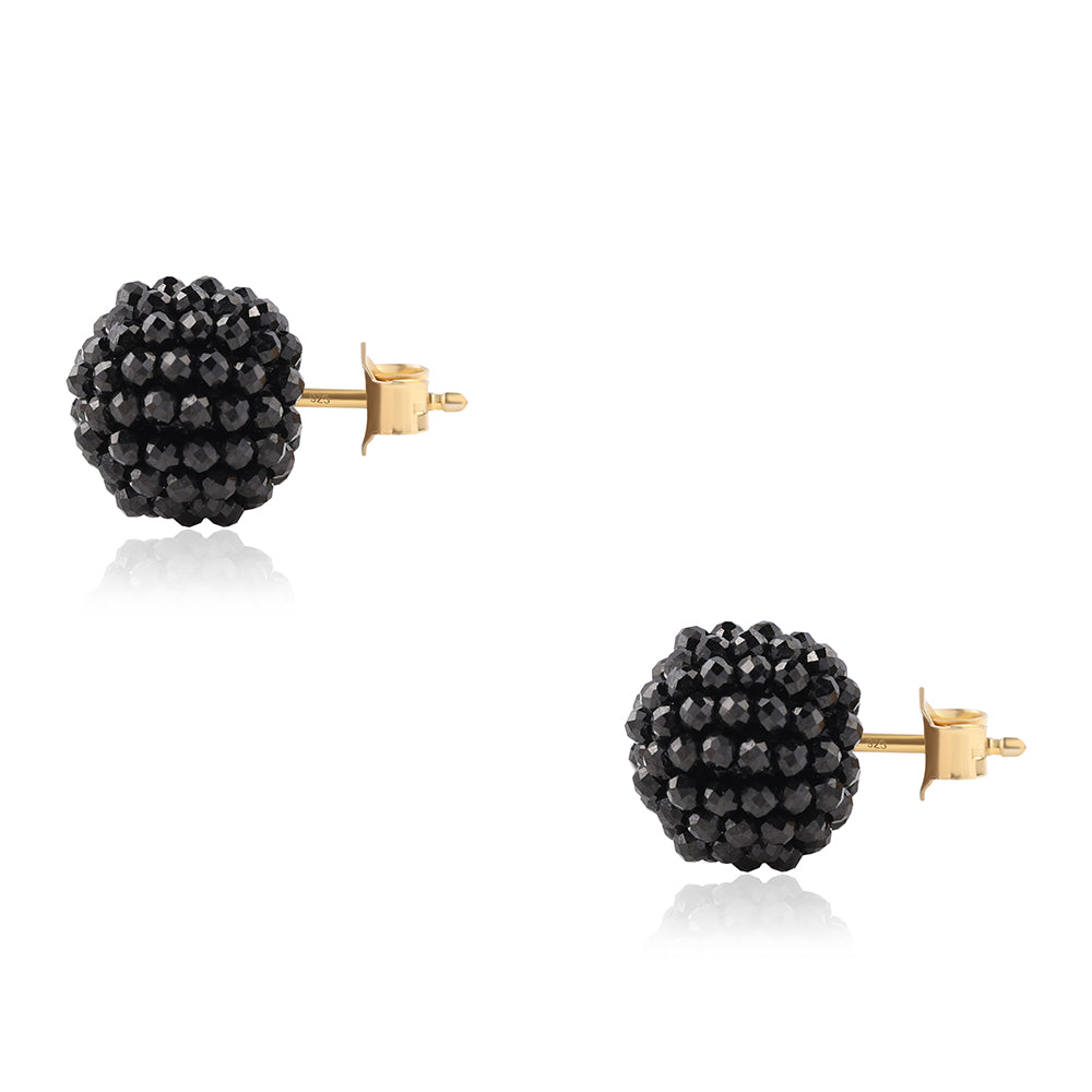 Pozlátené Strieborné Náušnice s Čiernym Spinelom 4 