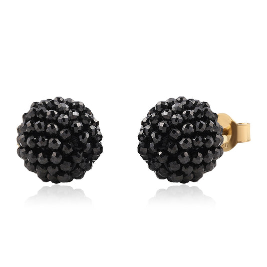 Pozlátené Strieborné Náušnice s Čiernym Spinelom