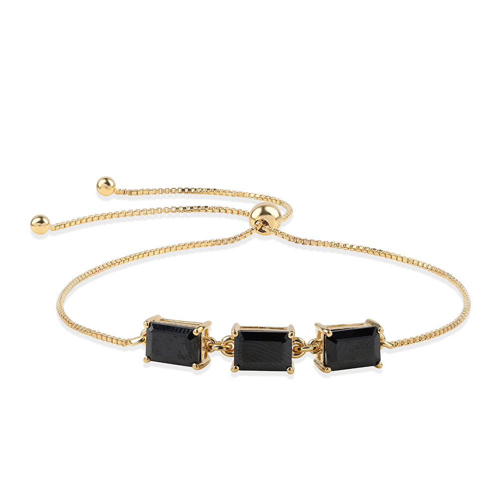 Pozlátený Strieborný Náramok s Čiernym Spinelom 1 