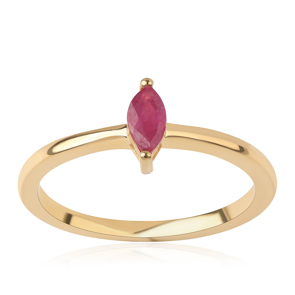 Pozlátený Strieborný Prsteň s Mozambickým Rubínom