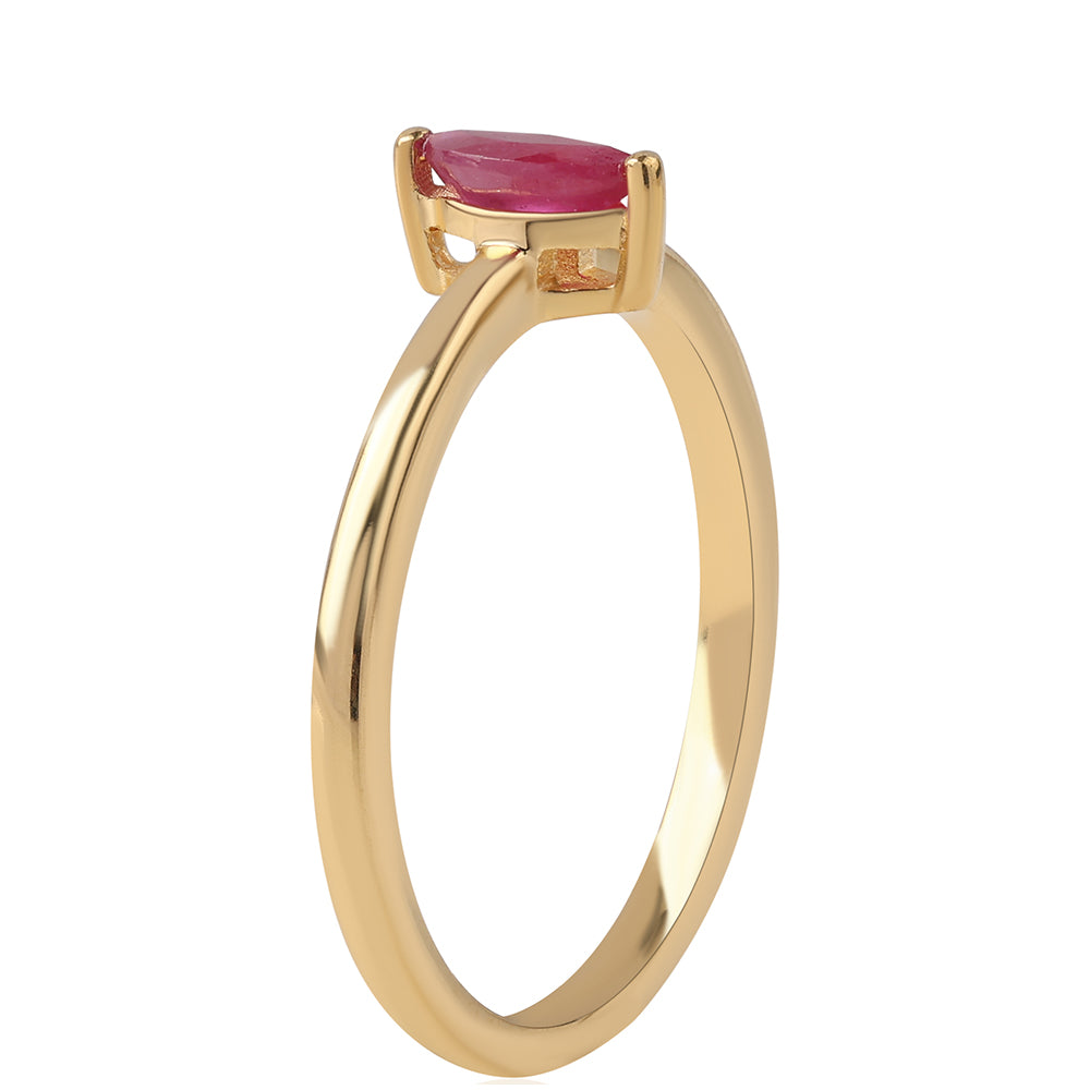 Pozlátený Strieborný Prsteň s Mozambickým Rubínom 2 