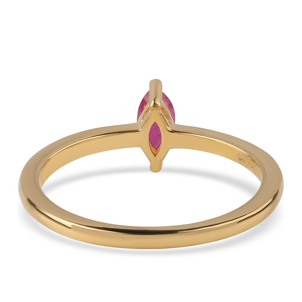 Pozlátený Strieborný Prsteň s Mozambickým Rubínom 3 