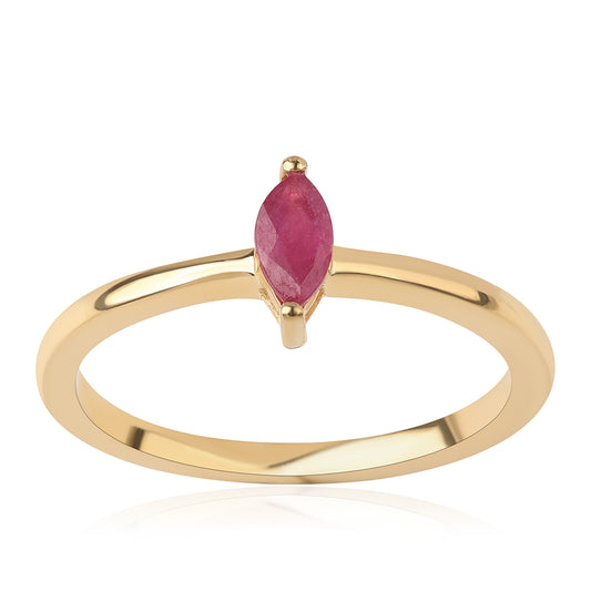 Pozlátený Strieborný Prsteň s Mozambickým Rubínom