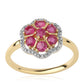 Pozlátený Strieborný Prsteň s Mozambickým Rubínom a Bielym Topásom