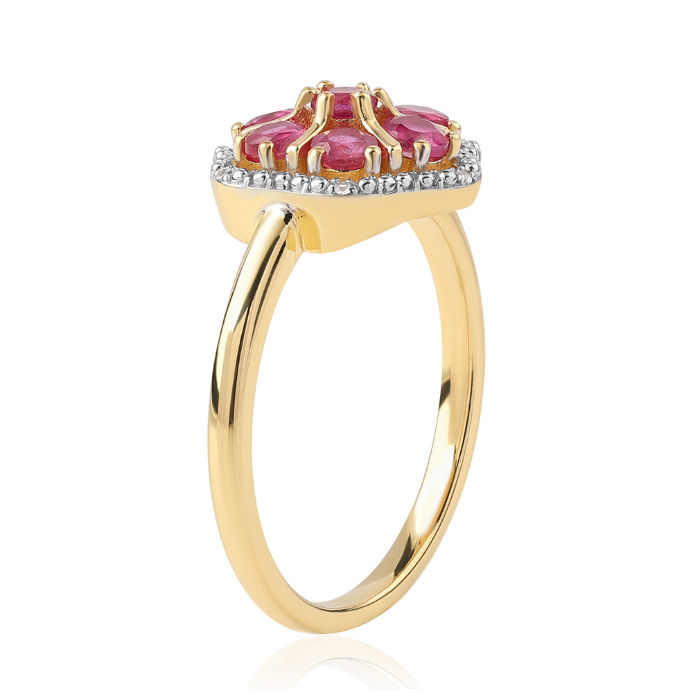 Pozlátený Strieborný Prsteň s Mozambickým Rubínom a Bielym Topásom 2 