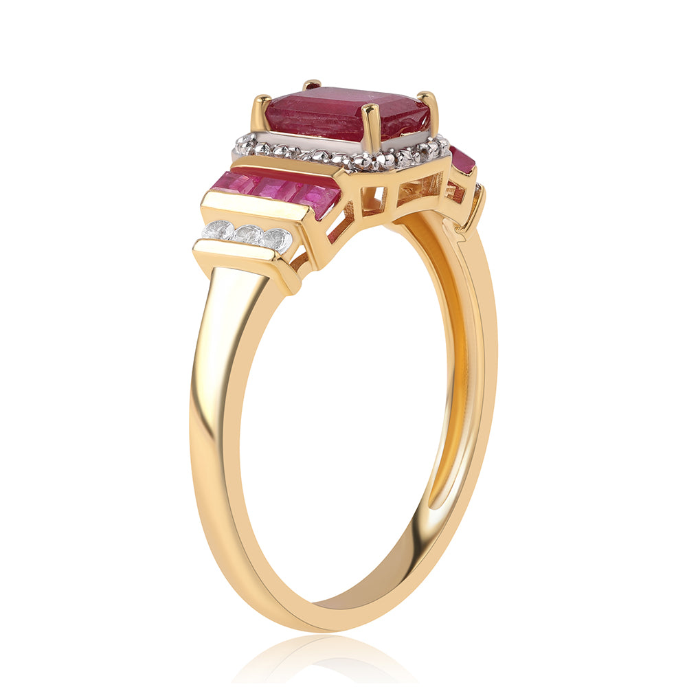 Pozlátený Strieborný Prsteň s Mozambickým Rubínom a Bielym Topásom 2 