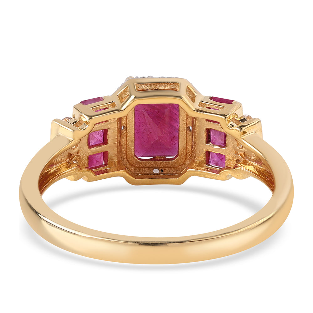 Pozlátený Strieborný Prsteň s Mozambickým Rubínom a Bielym Topásom 4 