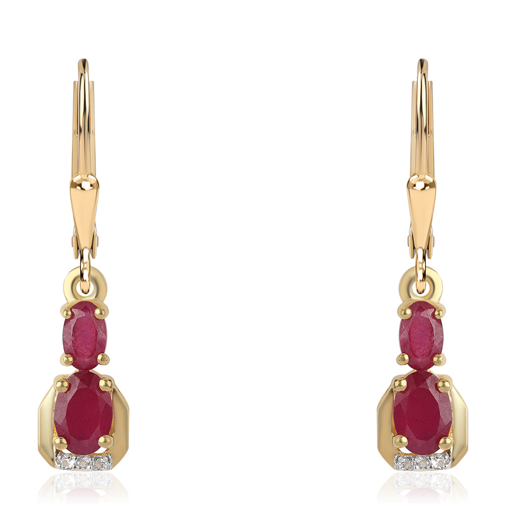 Pozlátené Strieborné Náušnice s Mozambickým Rubínom a Bielym Topásom 1 