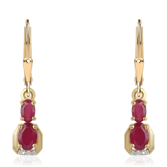 Pozlátené Strieborné Náušnice s Mozambickým Rubínom a Bielym Topásom