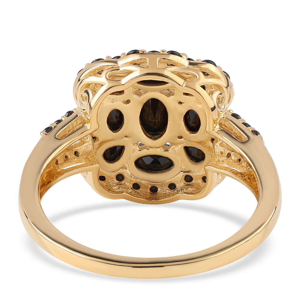 Pozlátený Strieborný Prsteň s Čiernym Spinelom 3 