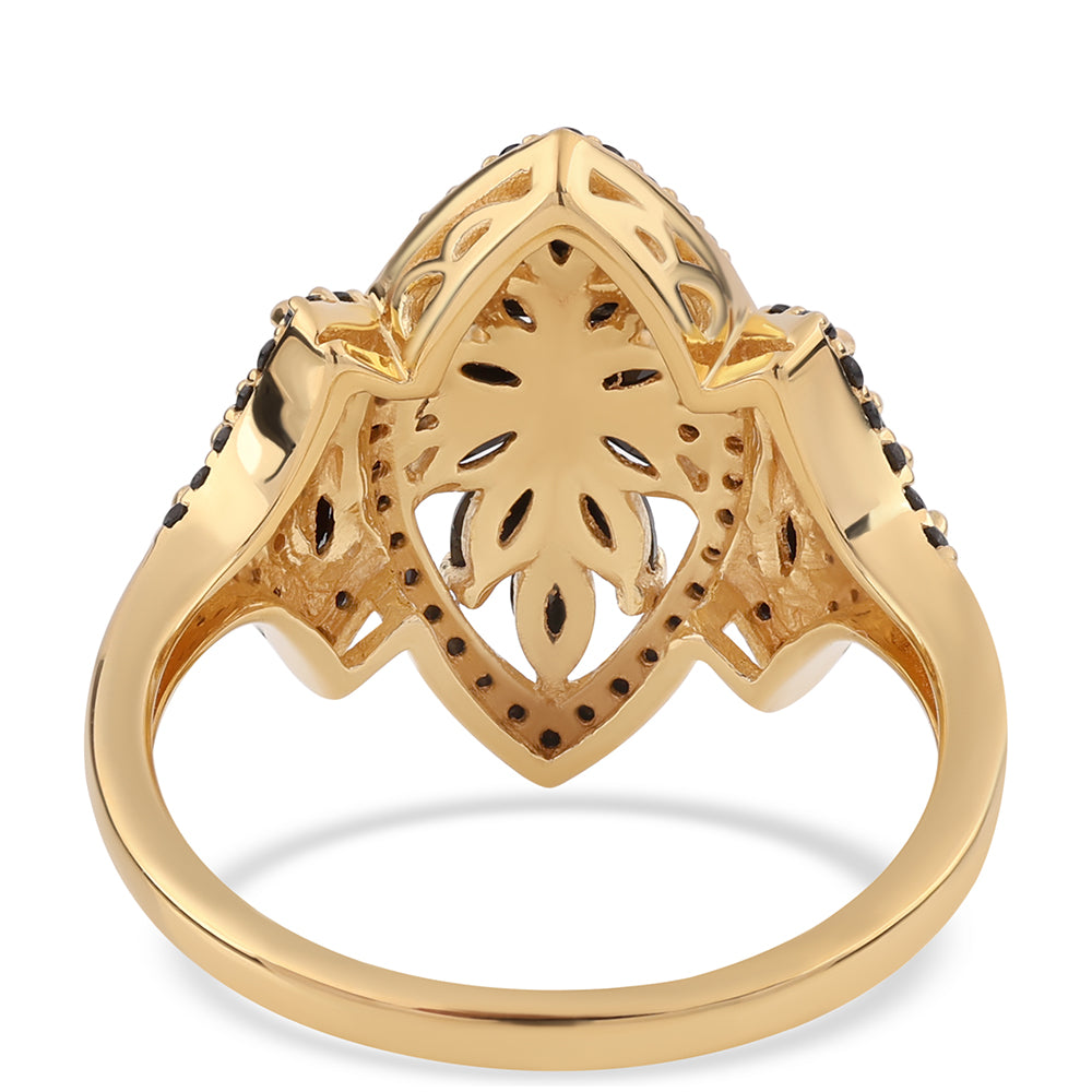 Pozlátený Strieborný Prsteň s Čiernym Spinelom 3 