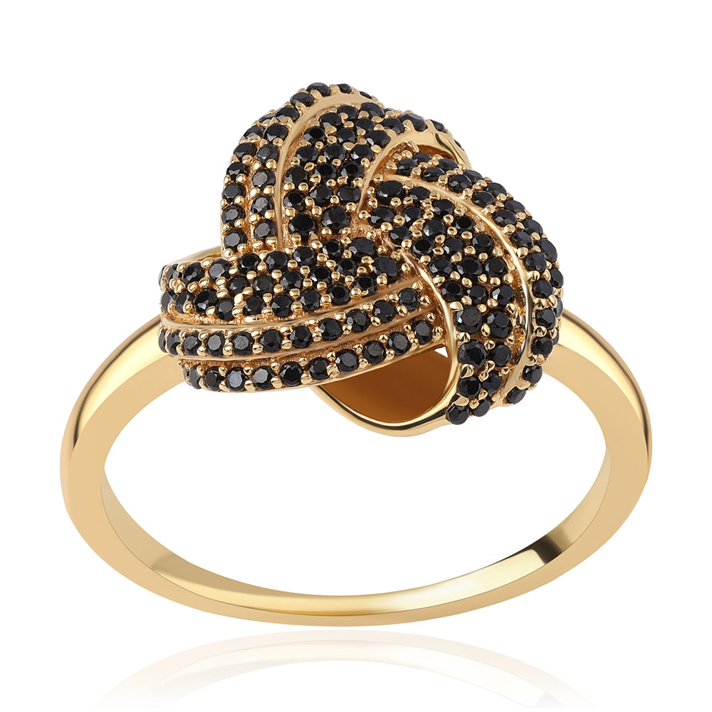 Pozlátený Strieborný Prsteň s Čiernym Spinelom 1 