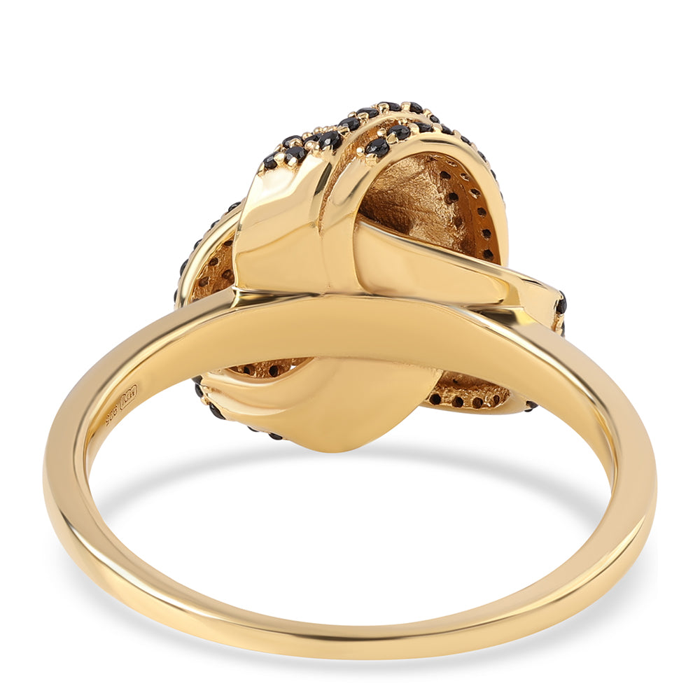 Pozlátený Strieborný Prsteň s Čiernym Spinelom