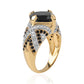 Pozlátený Strieborný Prsteň s Čiernym Spinelom a Bielym Topásom