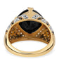 Pozlátený Strieborný Prsteň s Čiernym Spinelom a Bielym Topásom
