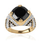 Pozlátený Strieborný Prsteň s Čiernym Spinelom a Bielym Topásom