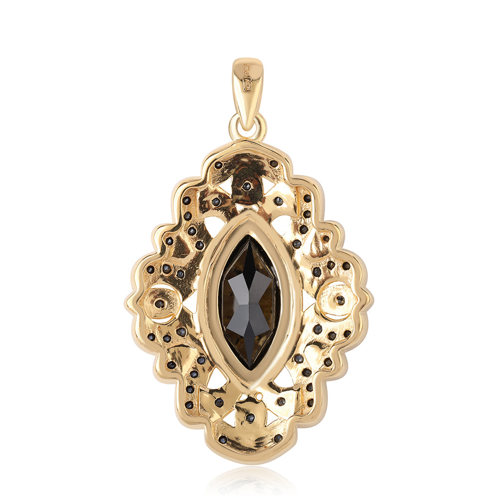 Pozlátený Strieborný Prívesok s Čiernym Spinelom