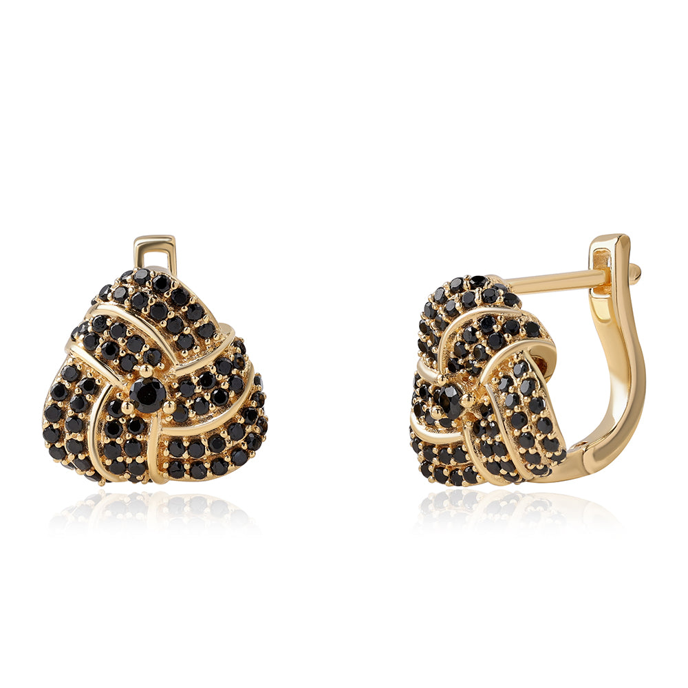 Pozlátené Strieborné Náušnice s Čiernym Spinelom 1 