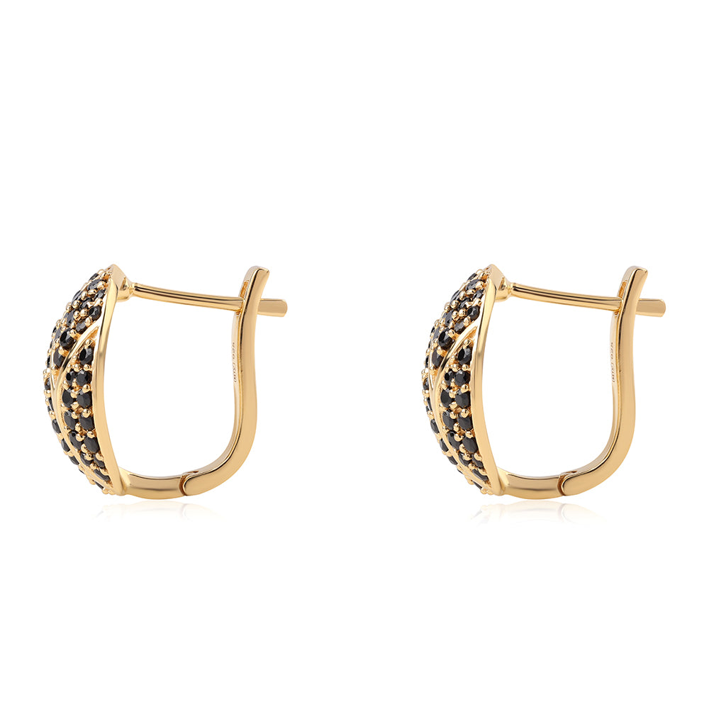 Pozlátené Strieborné Náušnice s Čiernym Spinelom 2 