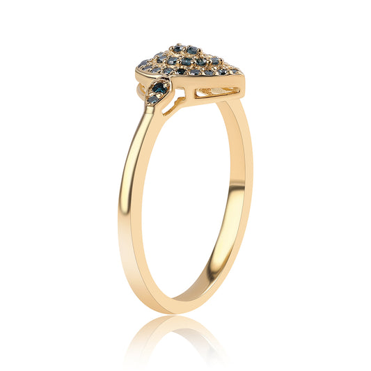 Pozlátený Strieborný Prsteň s Modrým Diamantom