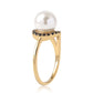 Pozlátený Strieborný Prsteň s Čiernym Spinelom a Bielou Sladkovodnou Perlou