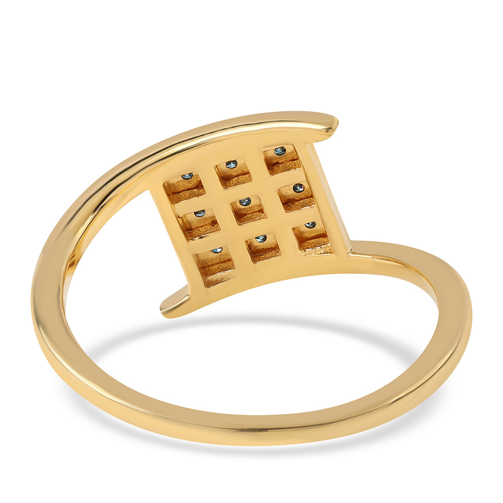 Pozlátený Strieborný Prsteň s Modrým Diamantom 3 