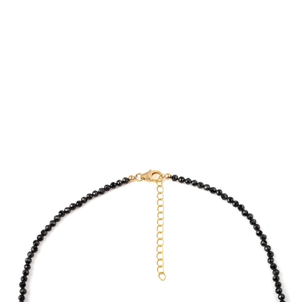 Pozlátený Strieborný Náhrdelník s Čiernym Spinelom a Bielou Sladkovodnou Perlou 2 