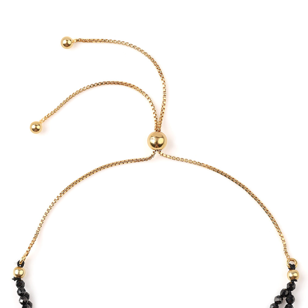 Pozlátený Strieborný Náramok s Čiernym Spinelom 2 